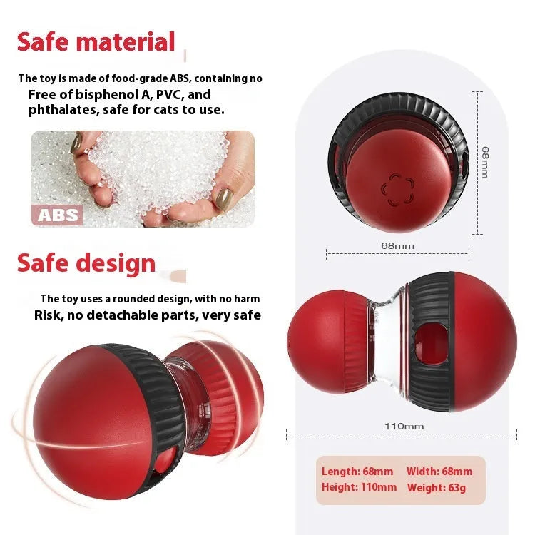 Rotating plastic cat toy with toy cat design and sound ball in Super Ball colour