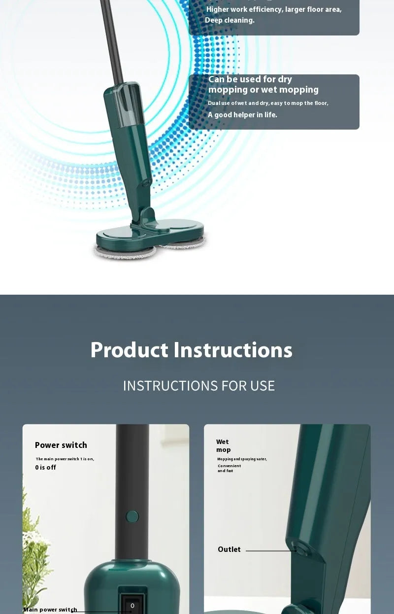 Lazy Wireless Home Sweeping and Mopping All-in-One Machine in S5 Green colour on a hardwood floor.