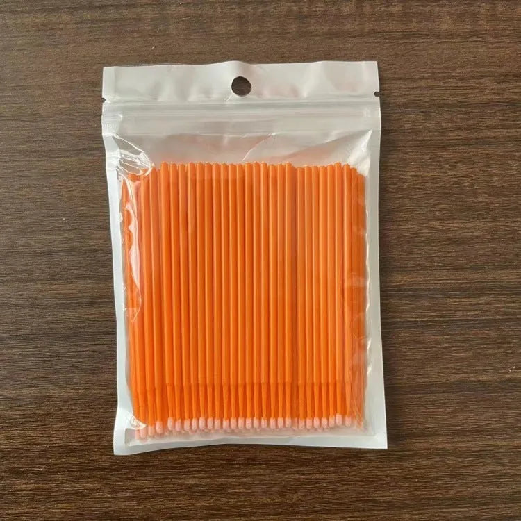 Disposable micro applicator brushes with colourful handles and bendable cotton swabs for makeup and eyelash extensions