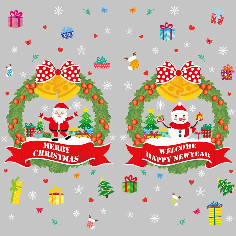 Large non-adhesive electrostatic Christmas wall sticker with cartoon design for window decoration