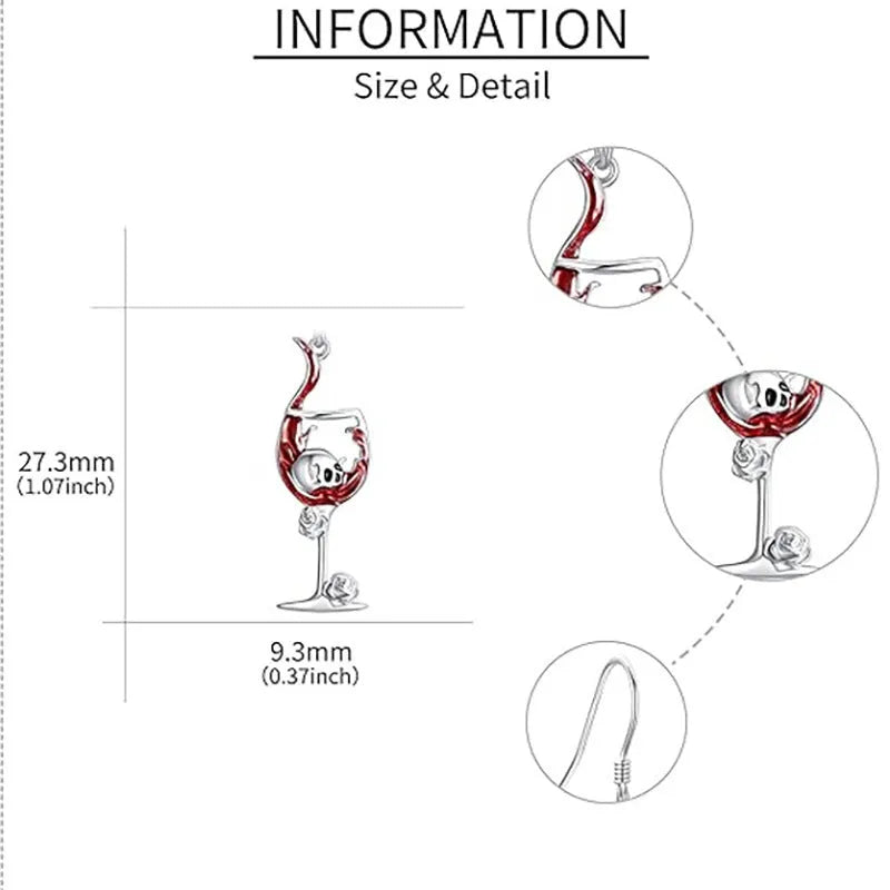 Halloween skull wine glass earrings in electroplated zinc alloy with geometric design