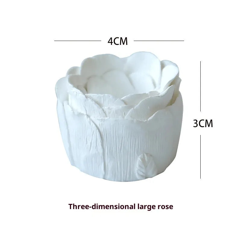 White plaster gypsum jewelry display stand with three layers and retro shape for necklace photography