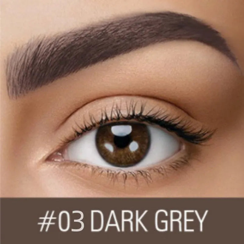 Waterproof eyebrow cream in dark gray and golden yellow shades with quick-drying formula