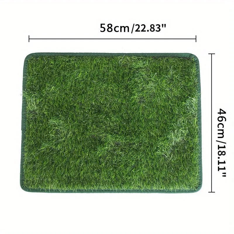 Artificial grass dog toilet mat for indoor pet training, shown in a small size on a floor.