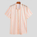 Pink loose fitting men's summer cardigan shirt with waffle cool fabric short sleeves