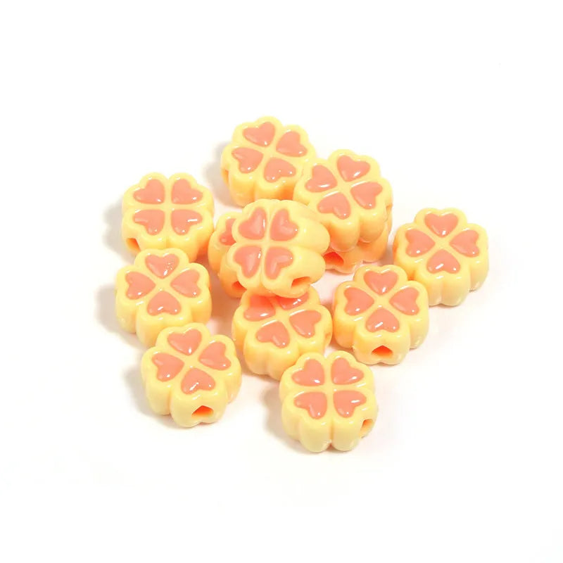 15mm frosted acrylic clover beads in mixed colours for jewellery making