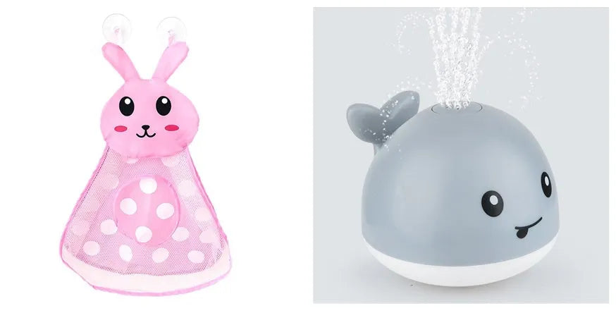 Automatic water spray whale bath toy with lights floating in baby bath