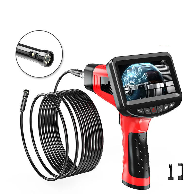 8.5mm dual lens endoscope inspection camera with LED lights and coiled cable