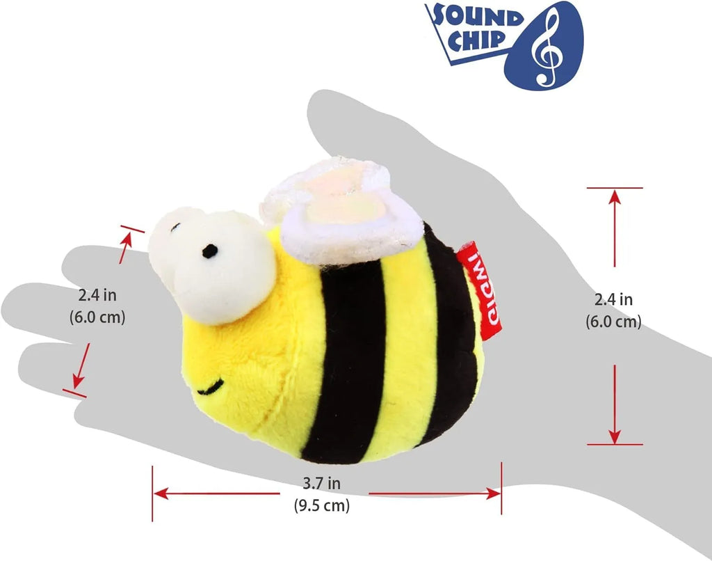 Yellow bee-shaped electronic cat toy with motion-activated squeaking functionality