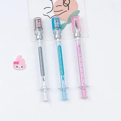 Vaccine design gel pen with syringe appearance and 0.5mm black ink refill
