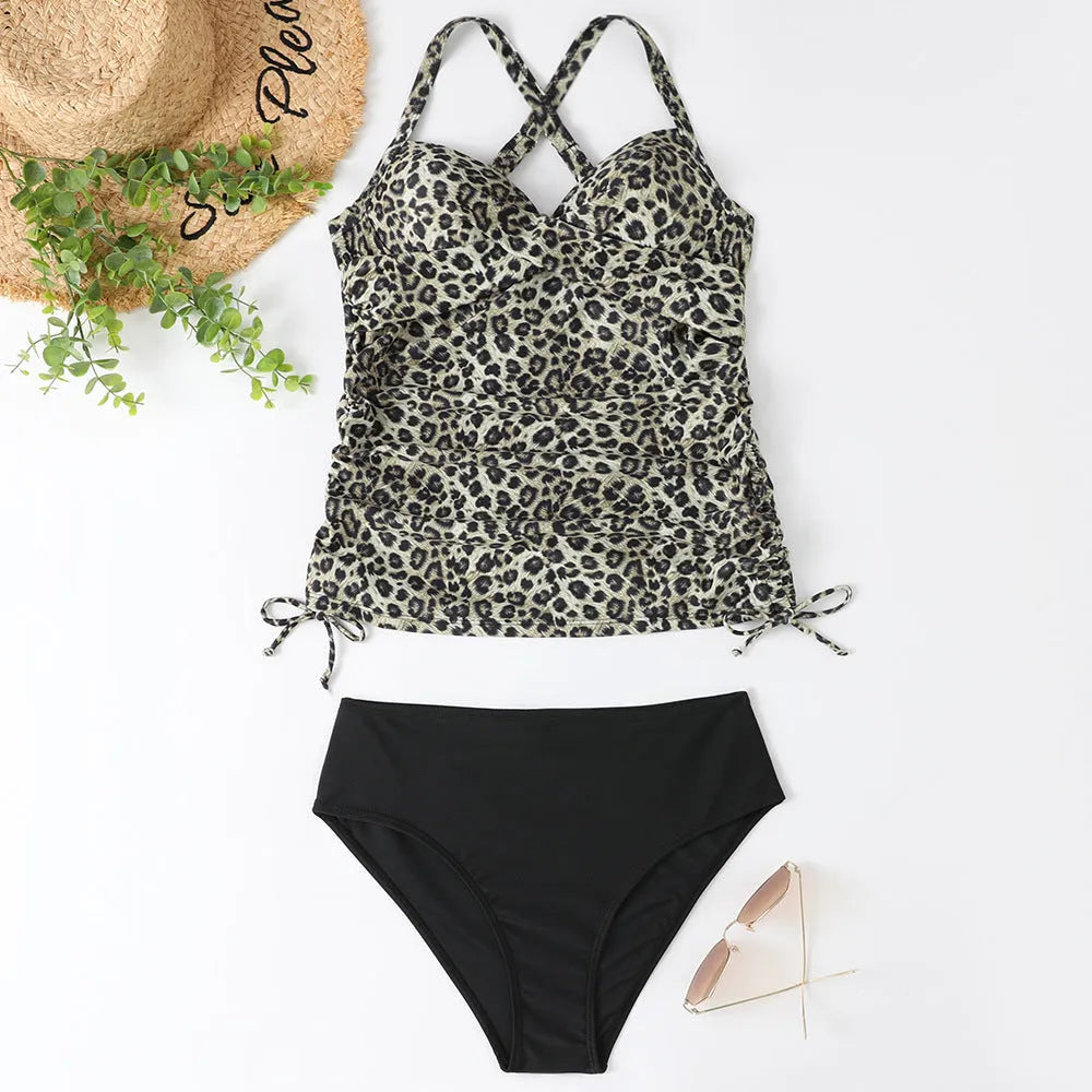 Women's high waist backless bikini swimsuit in nylon fabric, shown in multiple colours.