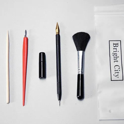 Scrap painting tool set with healing pen model and various scraping implements for DIY art projects