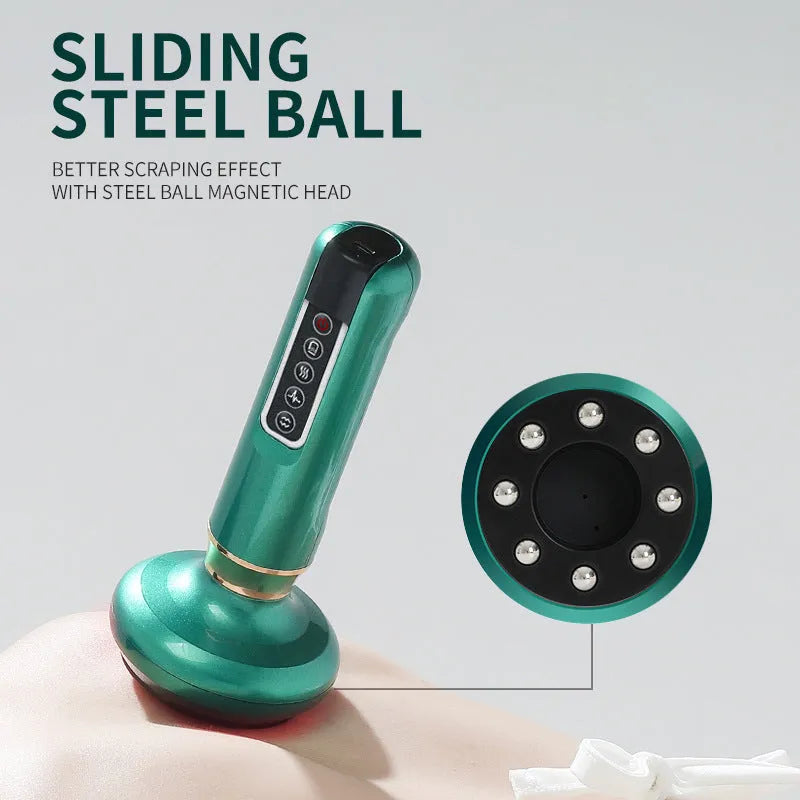 Green electric vacuum cupping massager with infrared heating and adjustable suction controls