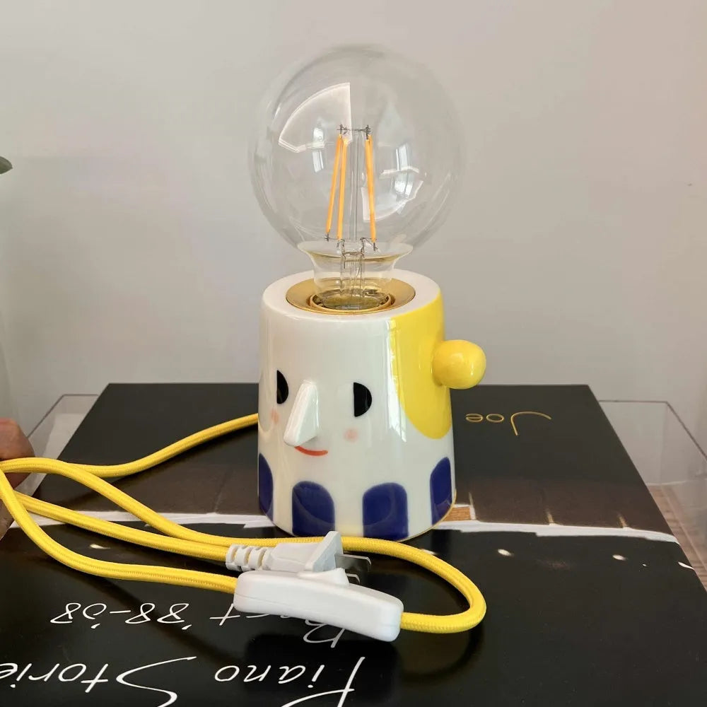Handmade ceramic bedside lamp with ball headlight design for birthday decoration