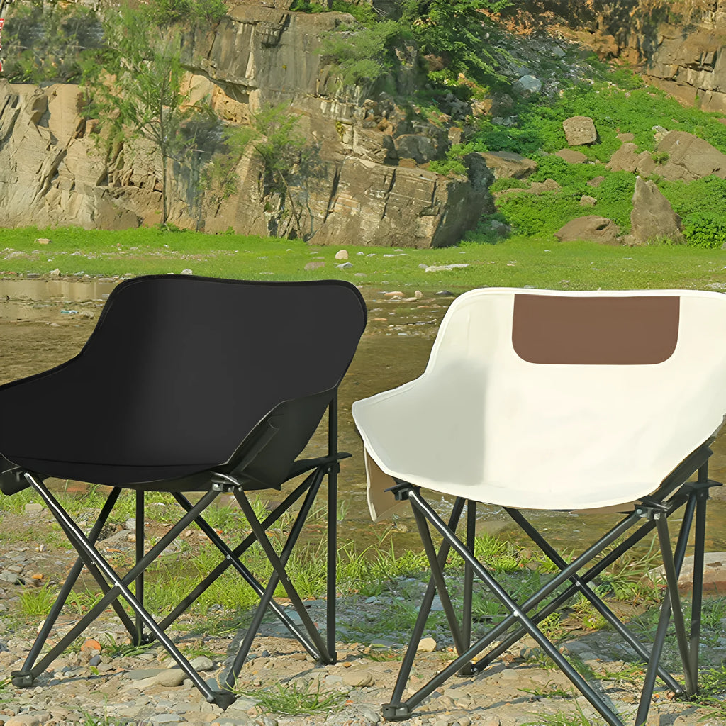 Folding camping chair with reclining backrest in Oxford cloth fabric and steel frame