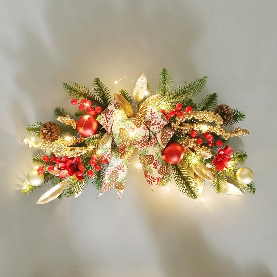 Christmas garland decorations including stair wall hanging, lintel, rattan and traditional styles with optional lighting