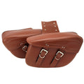 Retro style motorcycle side box in PU leather measuring 42x15x30cm in black and brown colour options