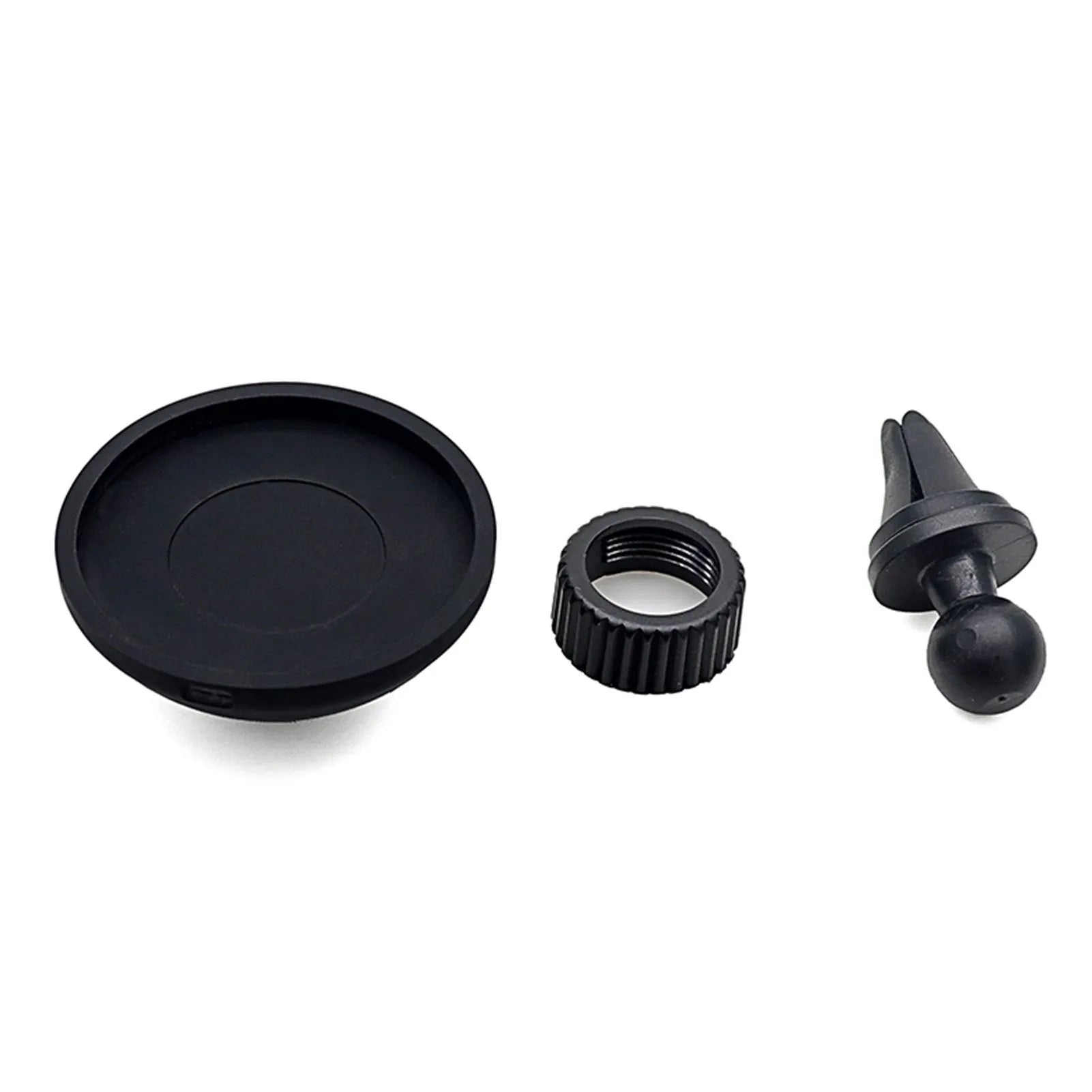 Black plastic charger car magnetic mobile phone holder showing air vent and base bracket mounting options