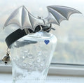 Small dog leather collar with devil wings design in patent leather satin