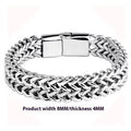 Geometric stainless steel bracelet showing front and back design in silver finish
