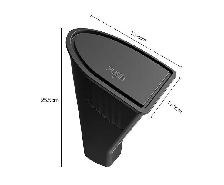 Two black ABS plastic car door trash cans designed for the front door pockets of a Tesla Model Y.
