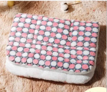 Fashion Pet Cat Four Seasons Mat Blanket thickened double-sided lamb wool flannel seat cushion in gray with bone pattern for cats