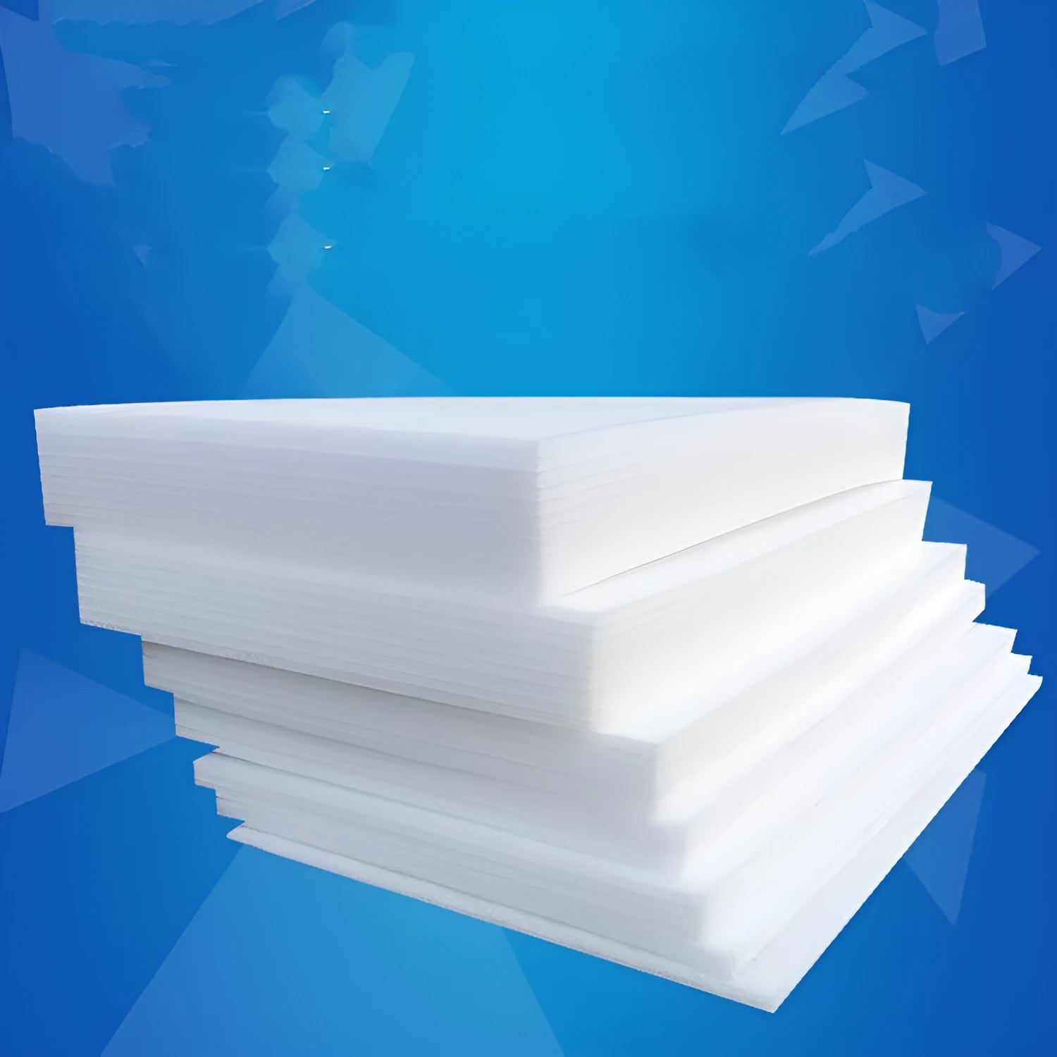 White EPE pearl cotton foam board showing its large 2 metre by 1 metre dimensions and 10mm thickness
