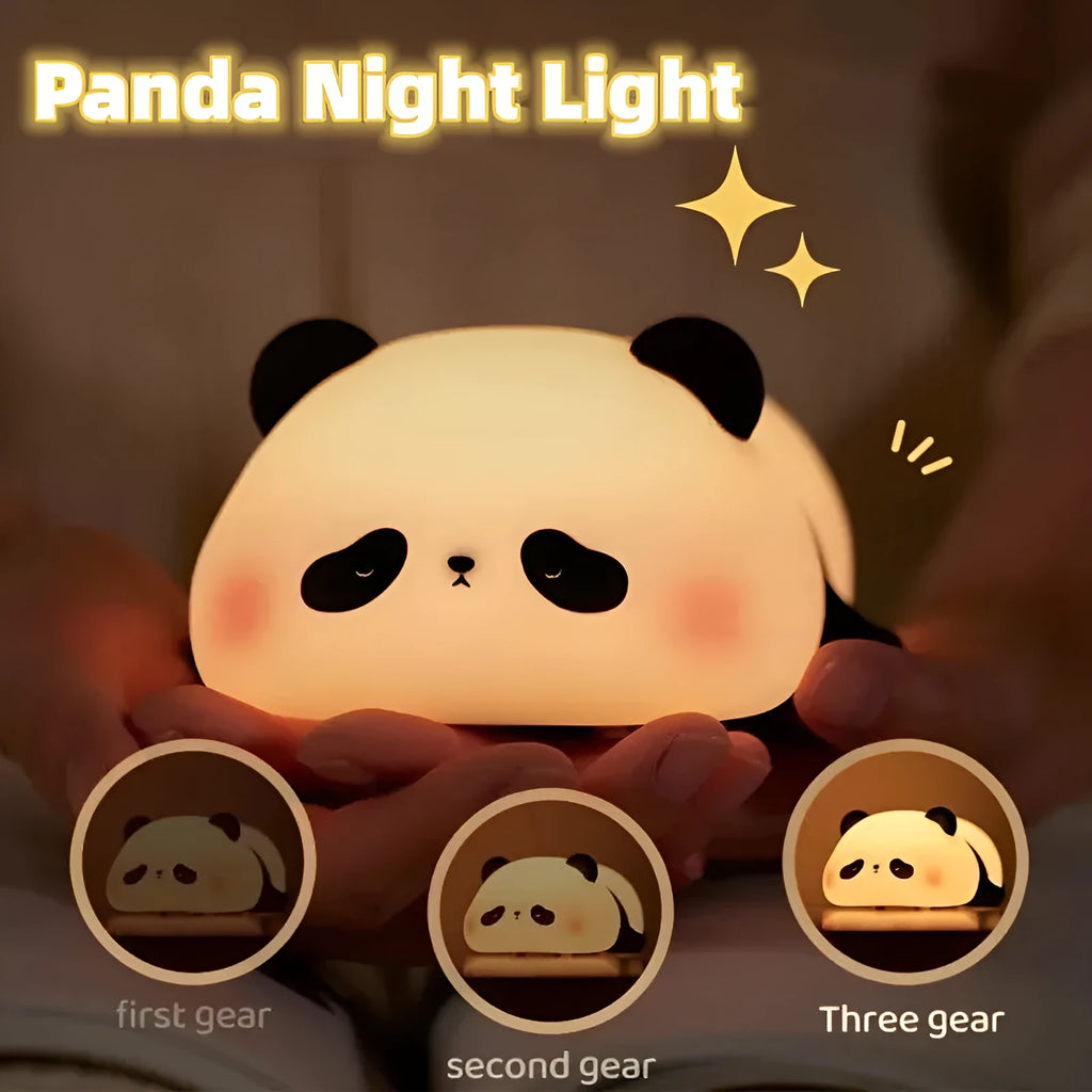 Cartoon panda night light made from BPA-free silicone with clap activation feature