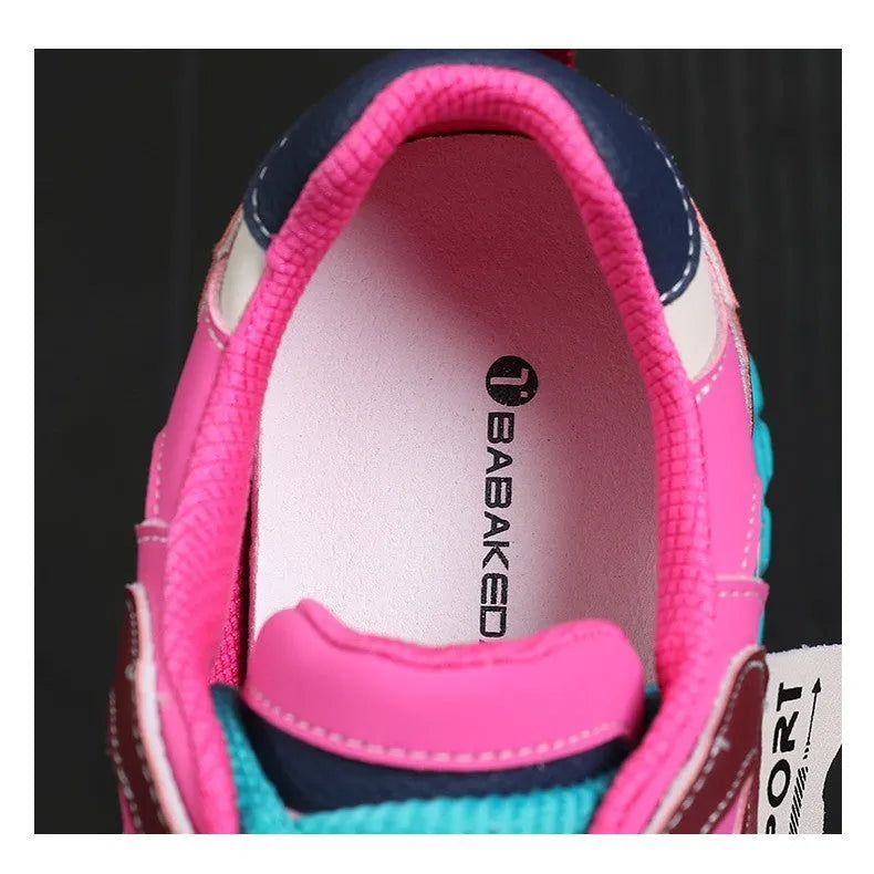 Leather sports casual shoes with wedge heel and thick soles in black and white colour