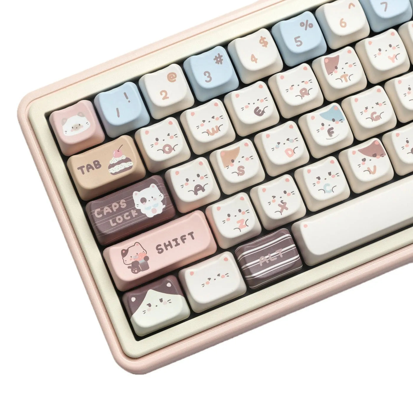 High Sea Salt Cat themed PBT mechanical keyboard keycap sets showing design details and packaging options