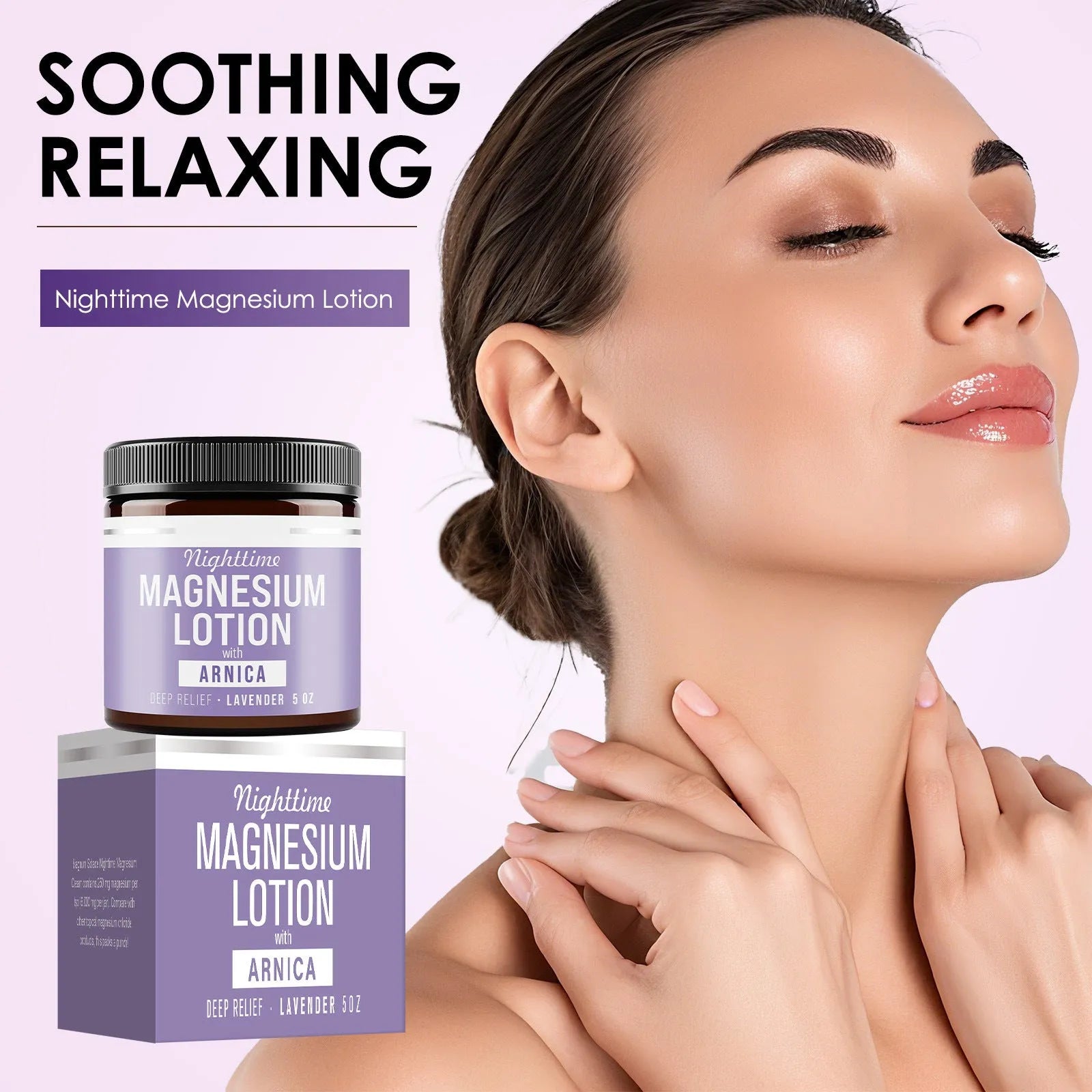 Magnesium body butter cream in 150ml container with shea butter and grape seed oil ingredients