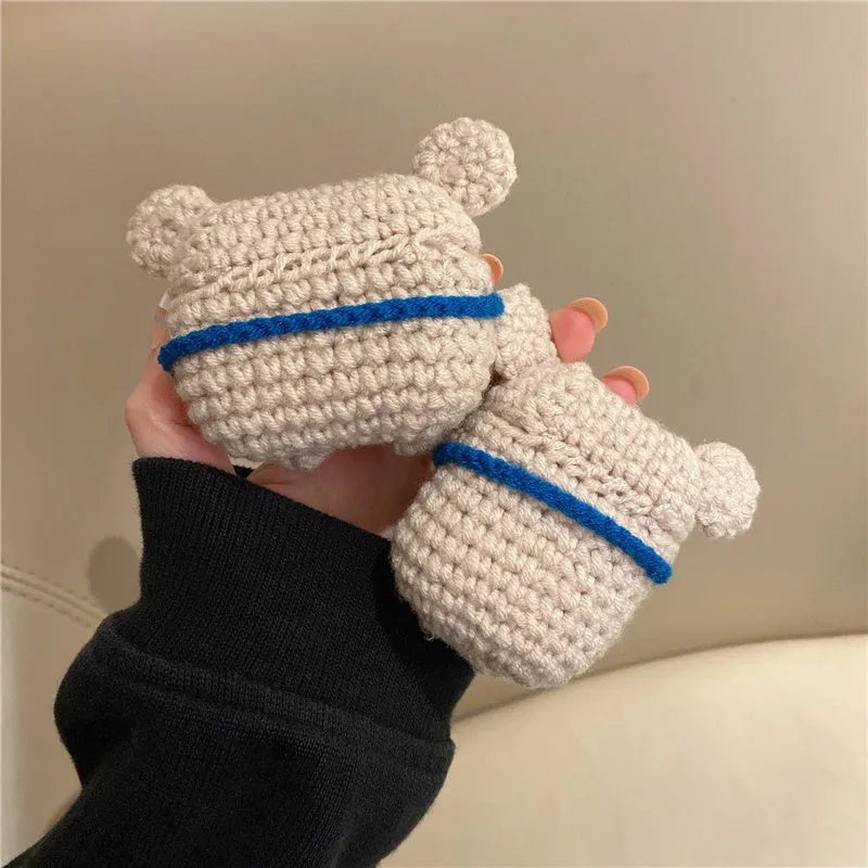 Handmade knitted koala bear backpack design protective sleeve for Apple AirPods cases