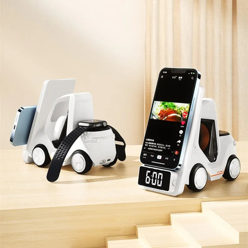 15W three-in-one wireless fast charging bracket in grey, white, yellow or orange colours