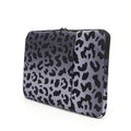 Leopard print laptop sleeve for 13-inch to 16-inch computers with flannel lining