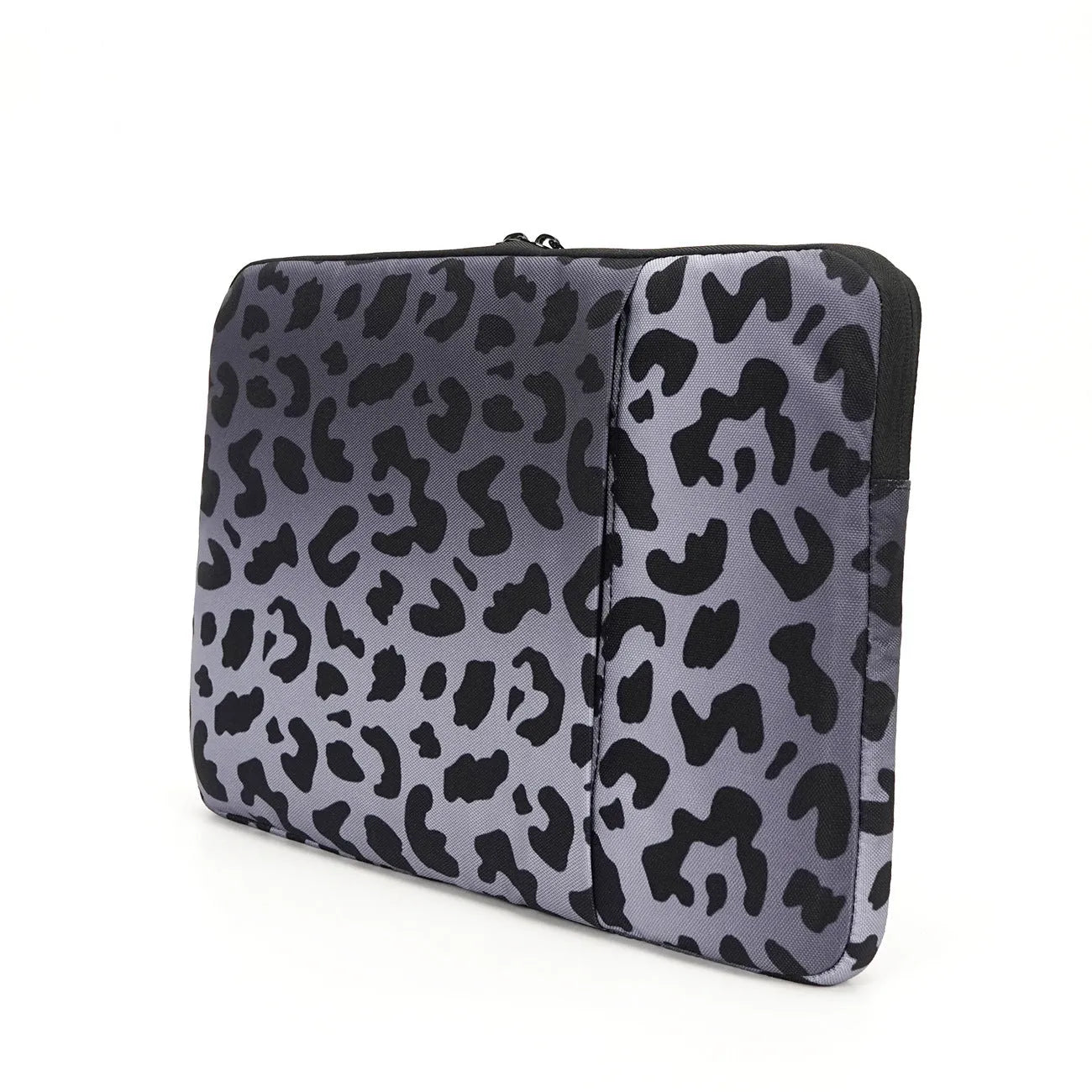Leopard print laptop sleeve for 13-inch to 16-inch computers with flannel lining