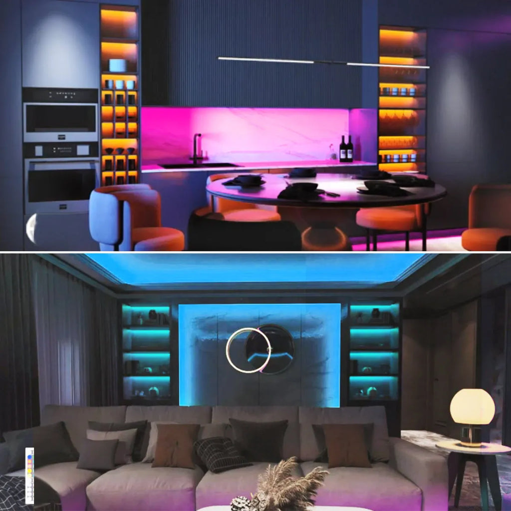 Smart LED neon light strip 10mm wide IP65 waterproof in blue colour, cuttable flexible rope lighting