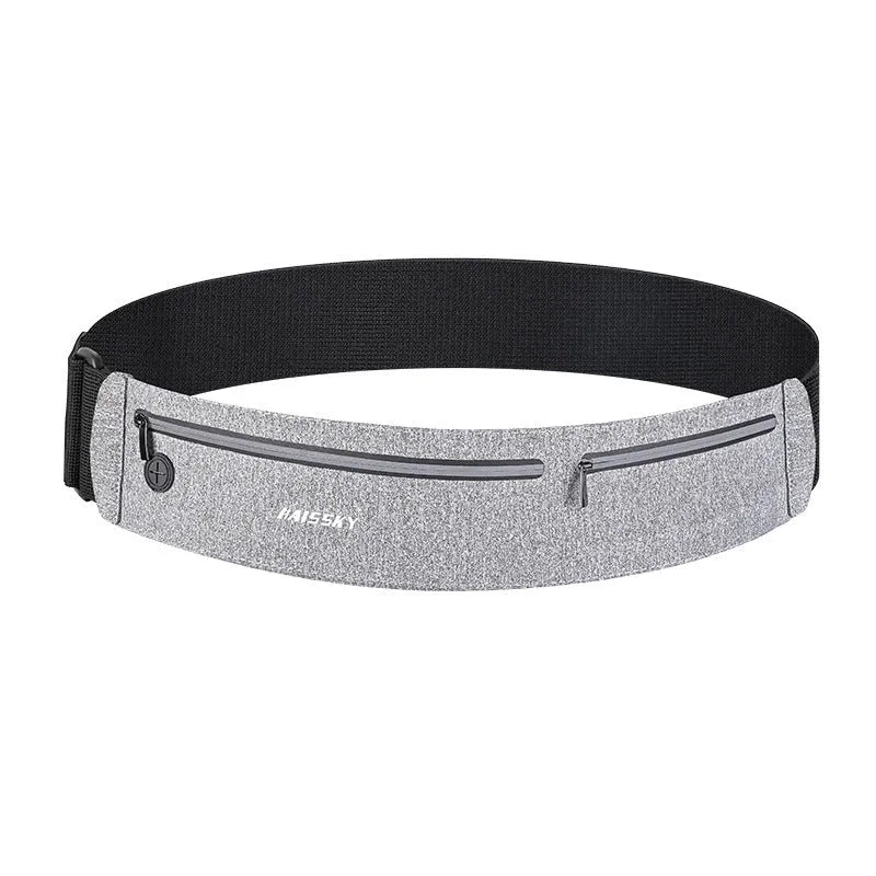 Unisex black waterproof waist bag with 8-inch compartment for outdoor sports.