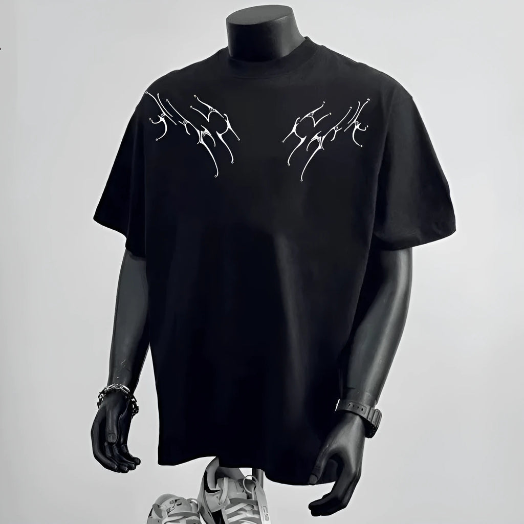 Men's loose fit pure cotton short sleeve shirt in black and white colours with printed business casual design