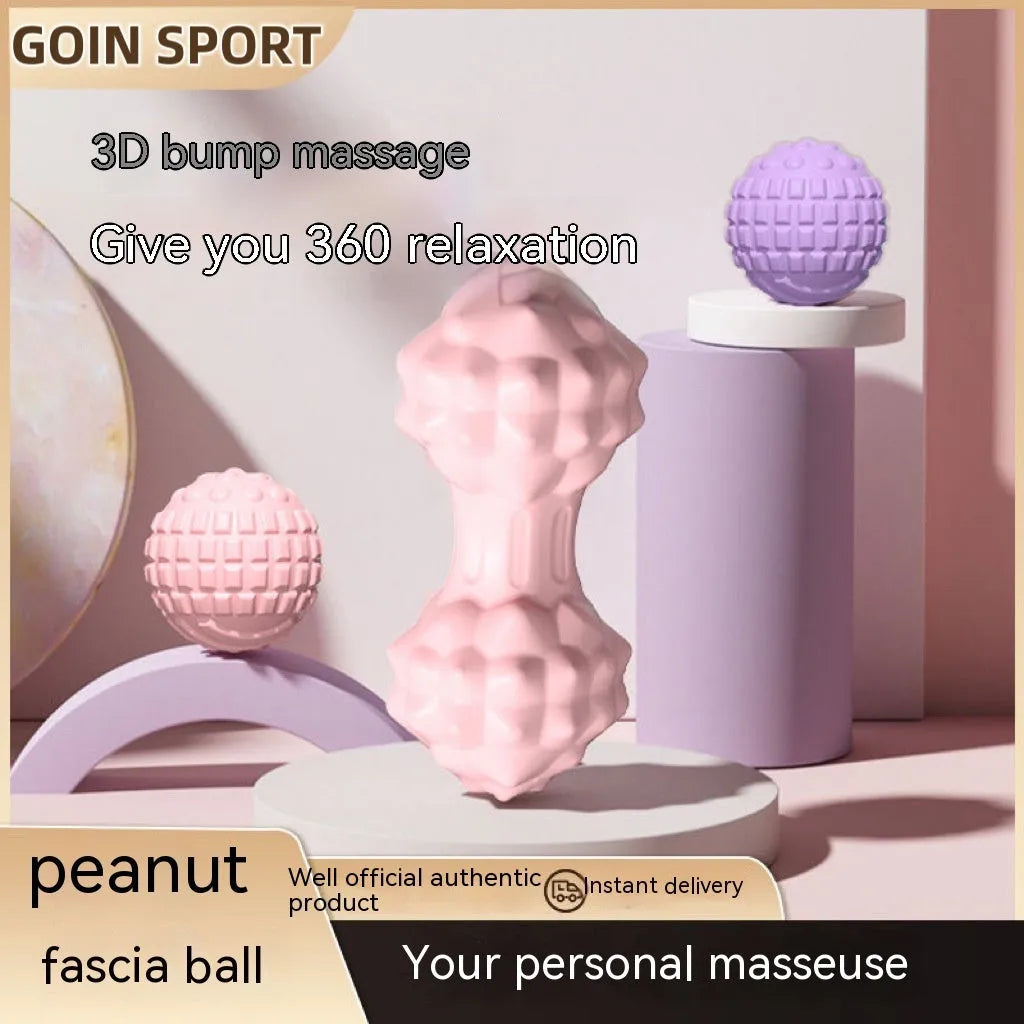 6cm TPR foot massage ball in blue, green, pink, and purple colours including spherical and peanut-shaped designs