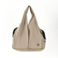 Apricot colour cloth pet carrier handbag with dimensions 41 cm long by 16 cm wide by 28 cm high