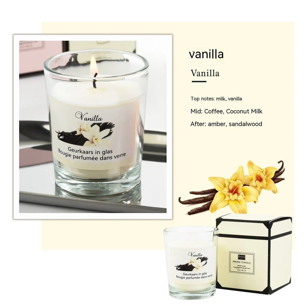 Handmade plant wax soy candle in transparent glass cup 5x6cm boxed pink