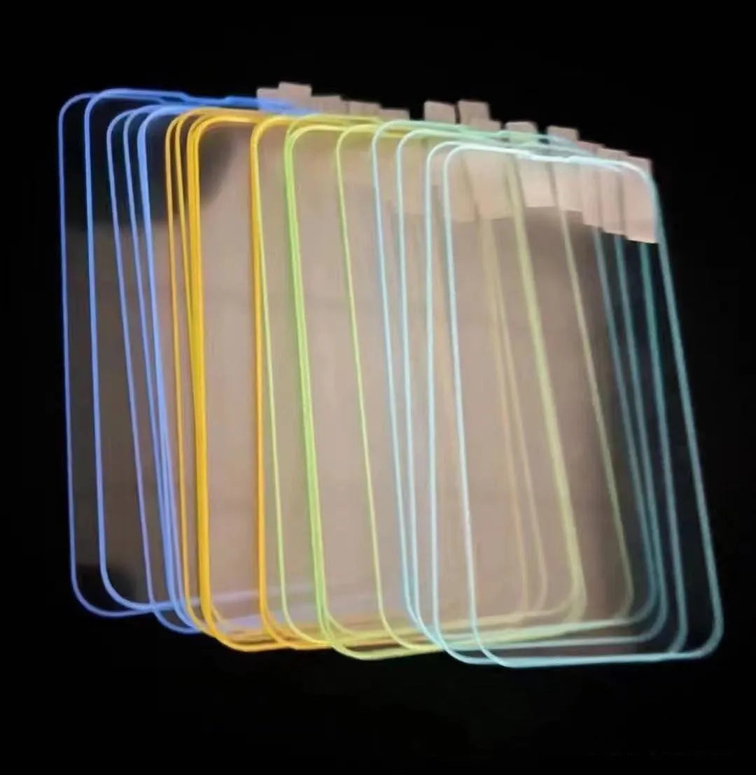 Fluorescent tempered glass screen protector for iPhone with luminous glow effect