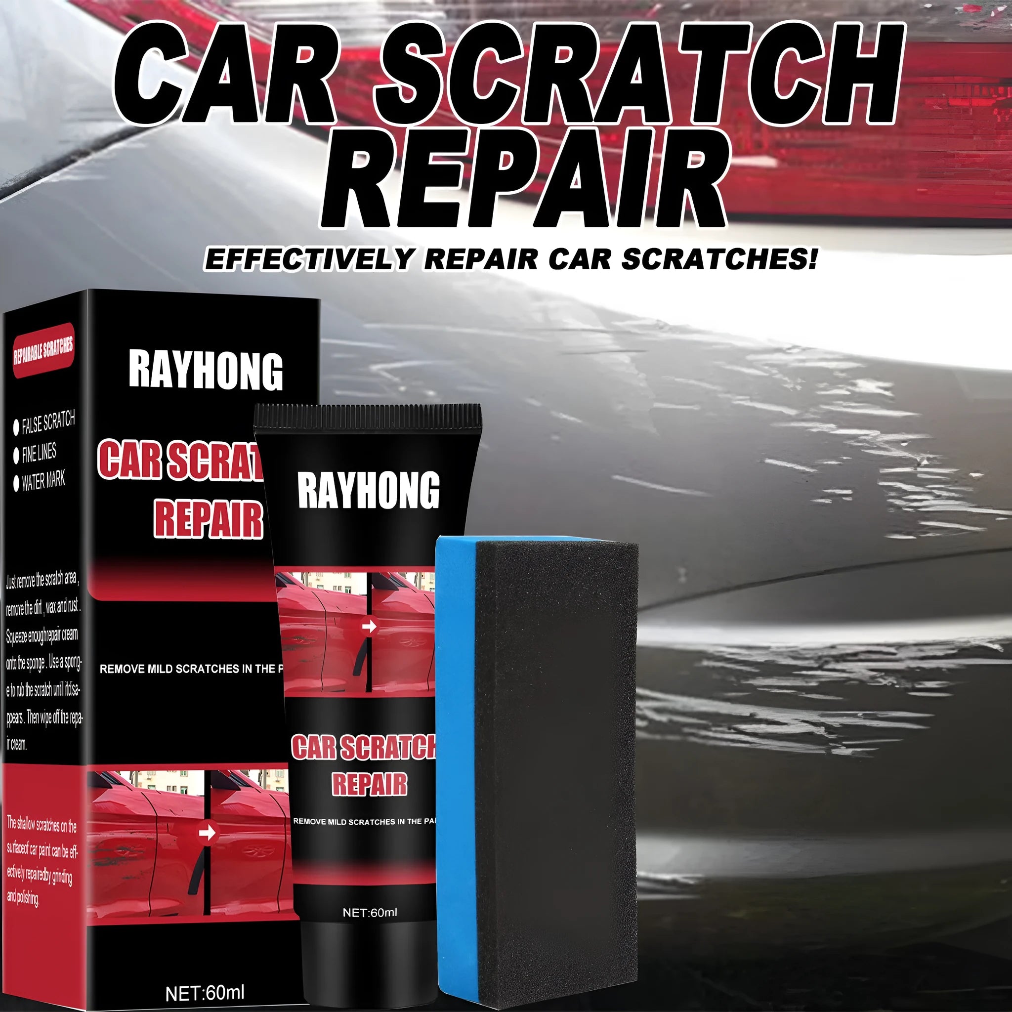 60ml car scratch repair wax set with application cloth for paint surface maintenance