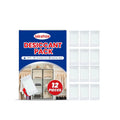 Pack of twelve white space desiccant bags for household moisture and odour control.