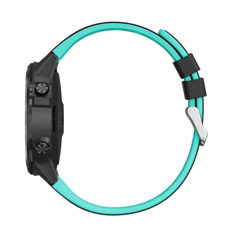 Blue silicone strap smart watch with 1.3-inch screen showing fitness tracking data.