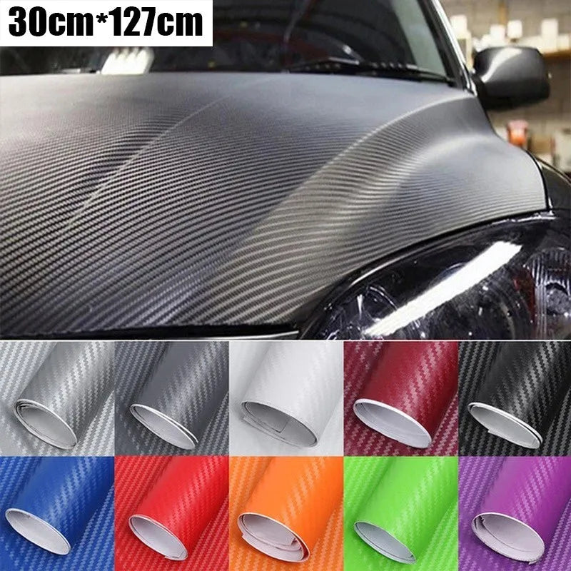 Carbon fibre sticker roll with 3D stereo texture in eight colour options for car decoration