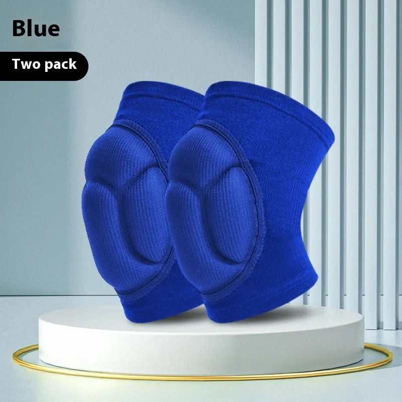 Black and blue dance kneepads with thick sponge padding for sports protection