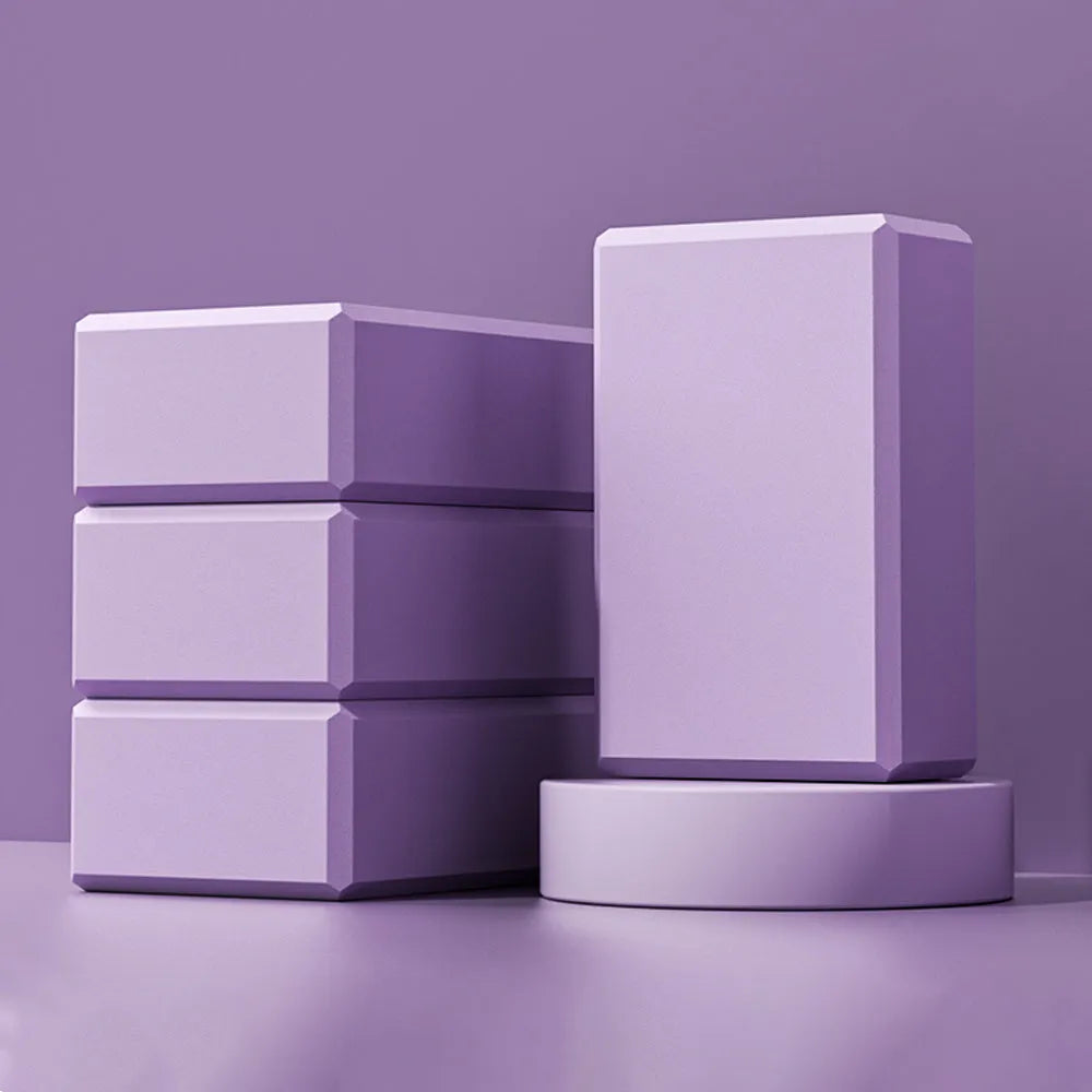 Solid colour EVA foam yoga block with golden ratio edges and grip ridges