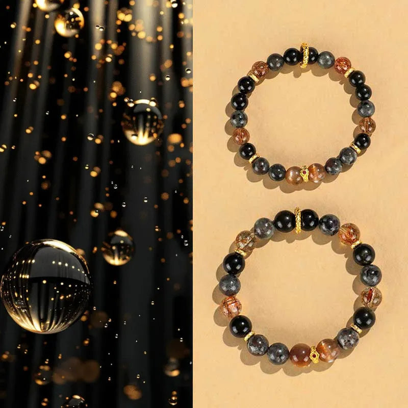 Black Sunstone flame stone Wukong bracelet handmade for unisex couple style
