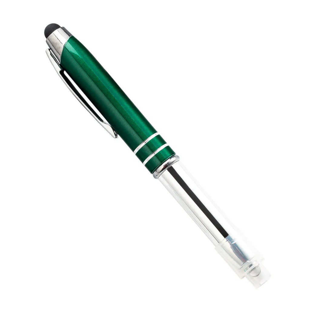 Metal capacitive stylus ballpoint pen with LED light in multiple colour options